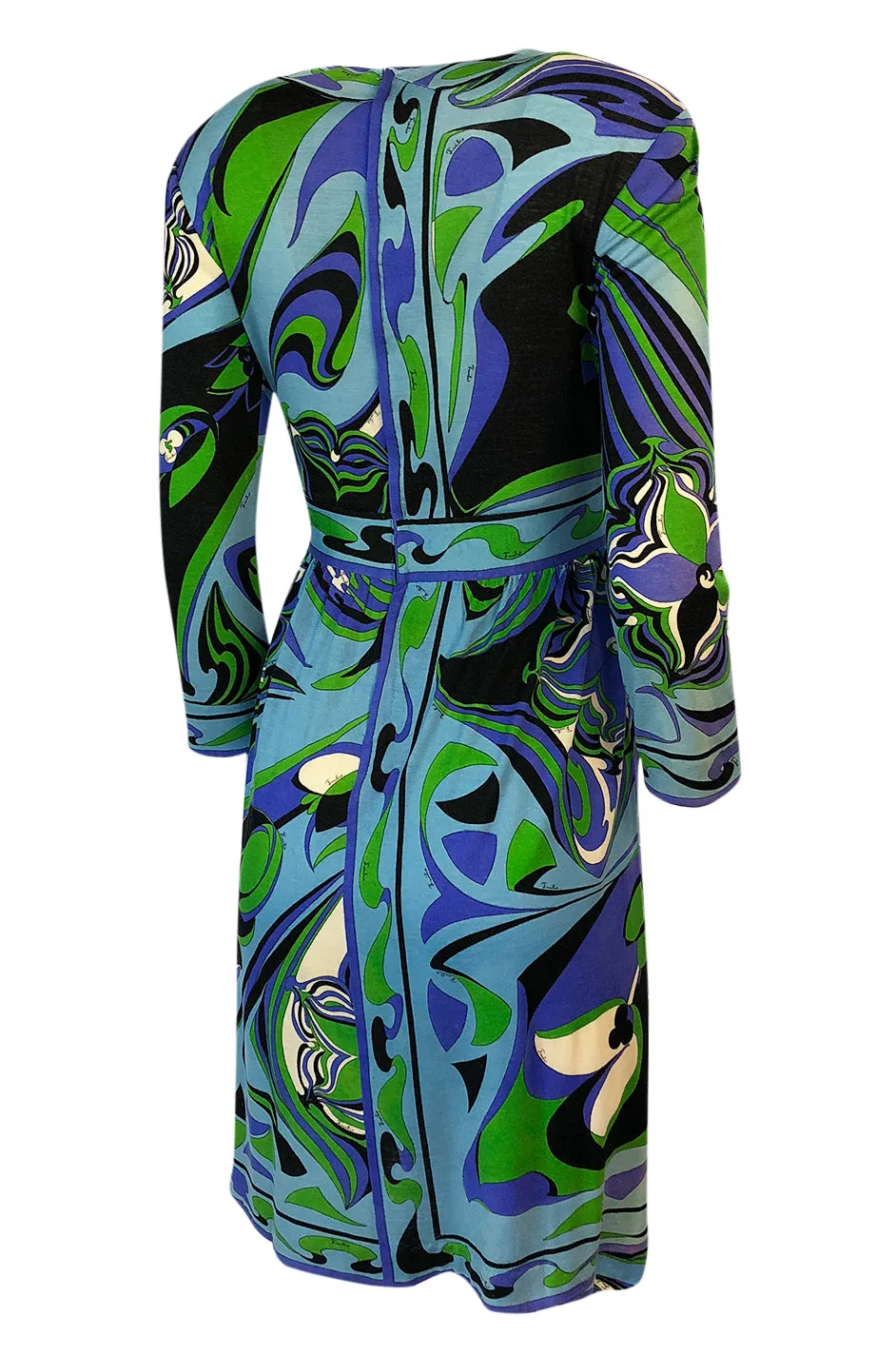 1960s Emilio Pucci Cashmere & Silk Purple & Green Classic Print Dress