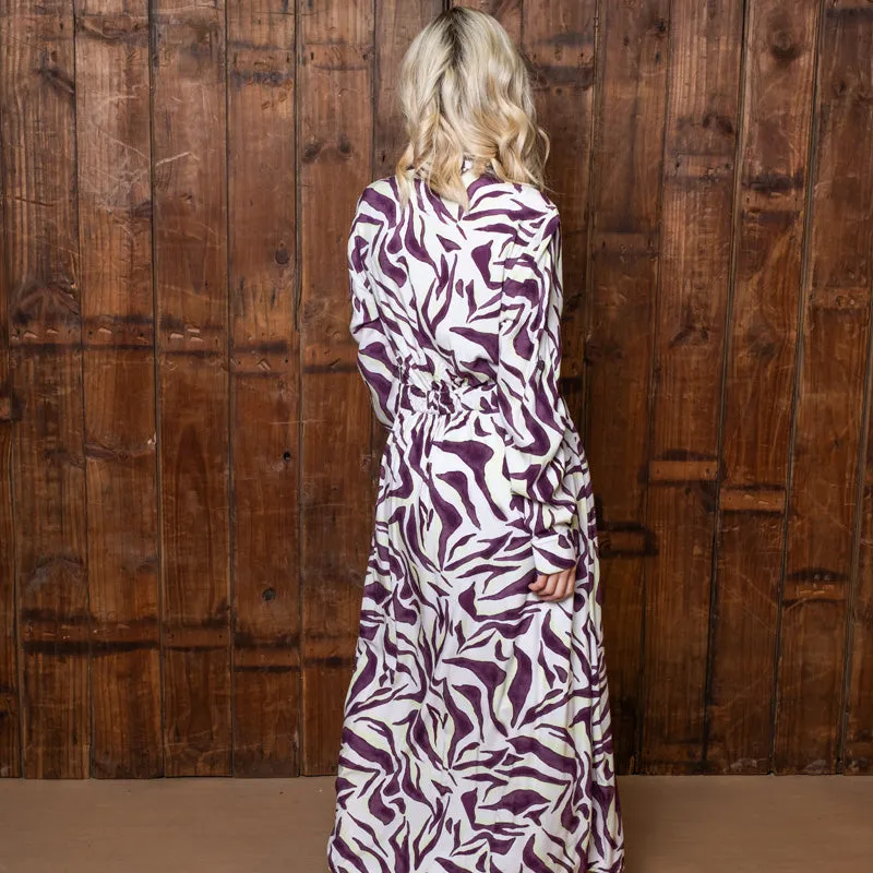 Abstract Zebra Shirt Dress Orchid