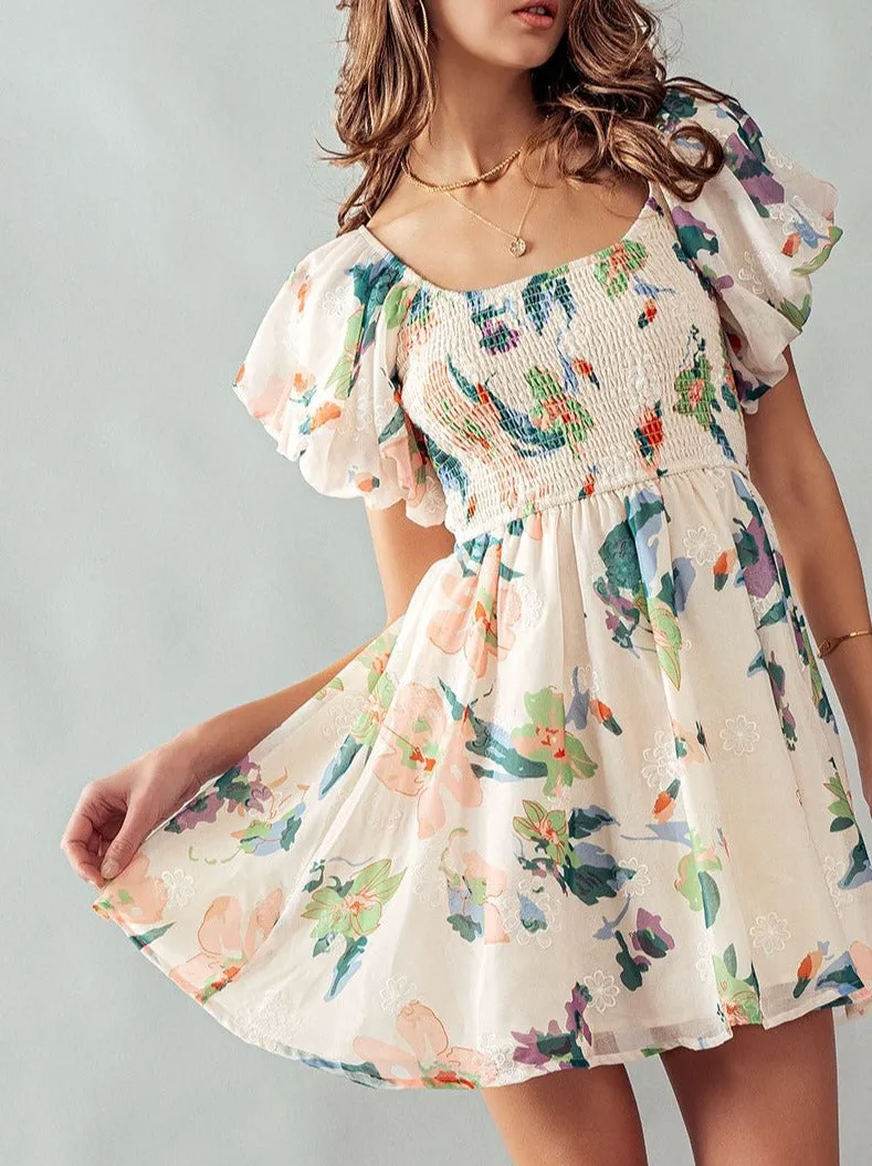 All Over Floral Ruffled Mini Dress