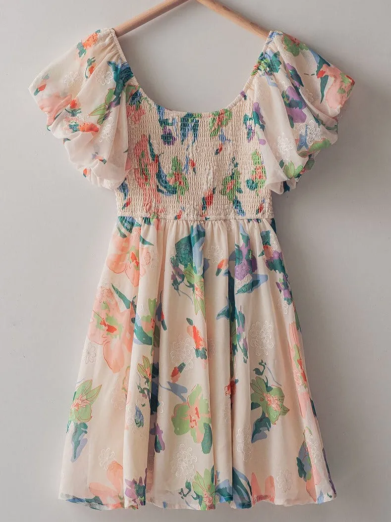 All Over Floral Ruffled Mini Dress