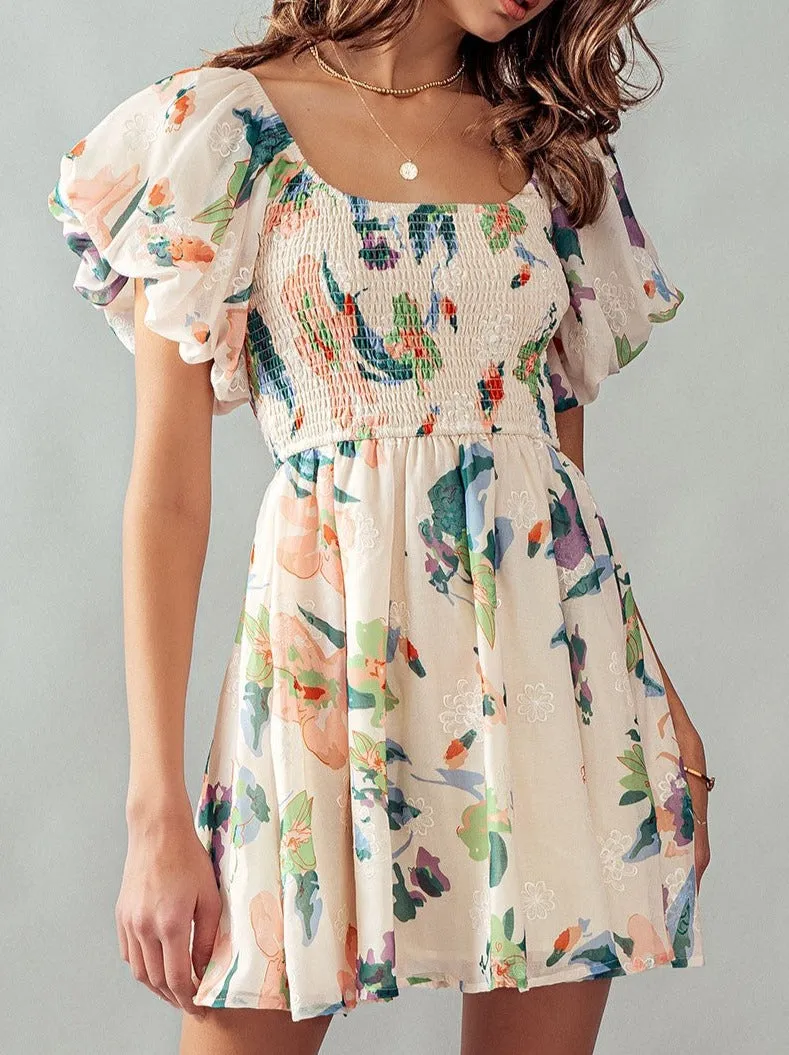 All Over Floral Ruffled Mini Dress