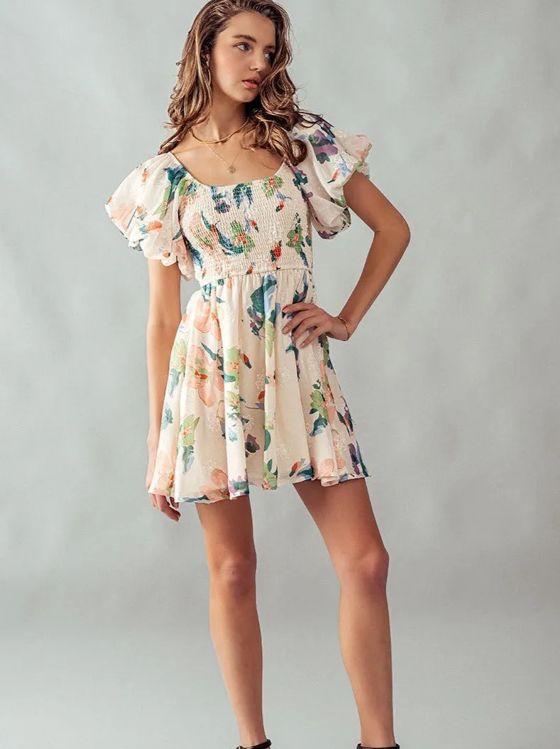 All Over Floral Ruffled Mini Dress