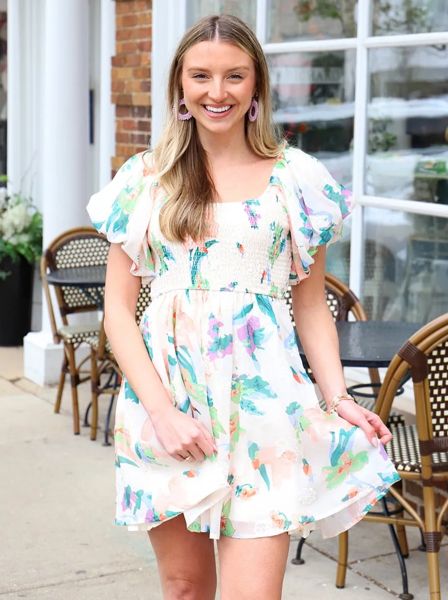 All Over Floral Ruffled Mini Dress