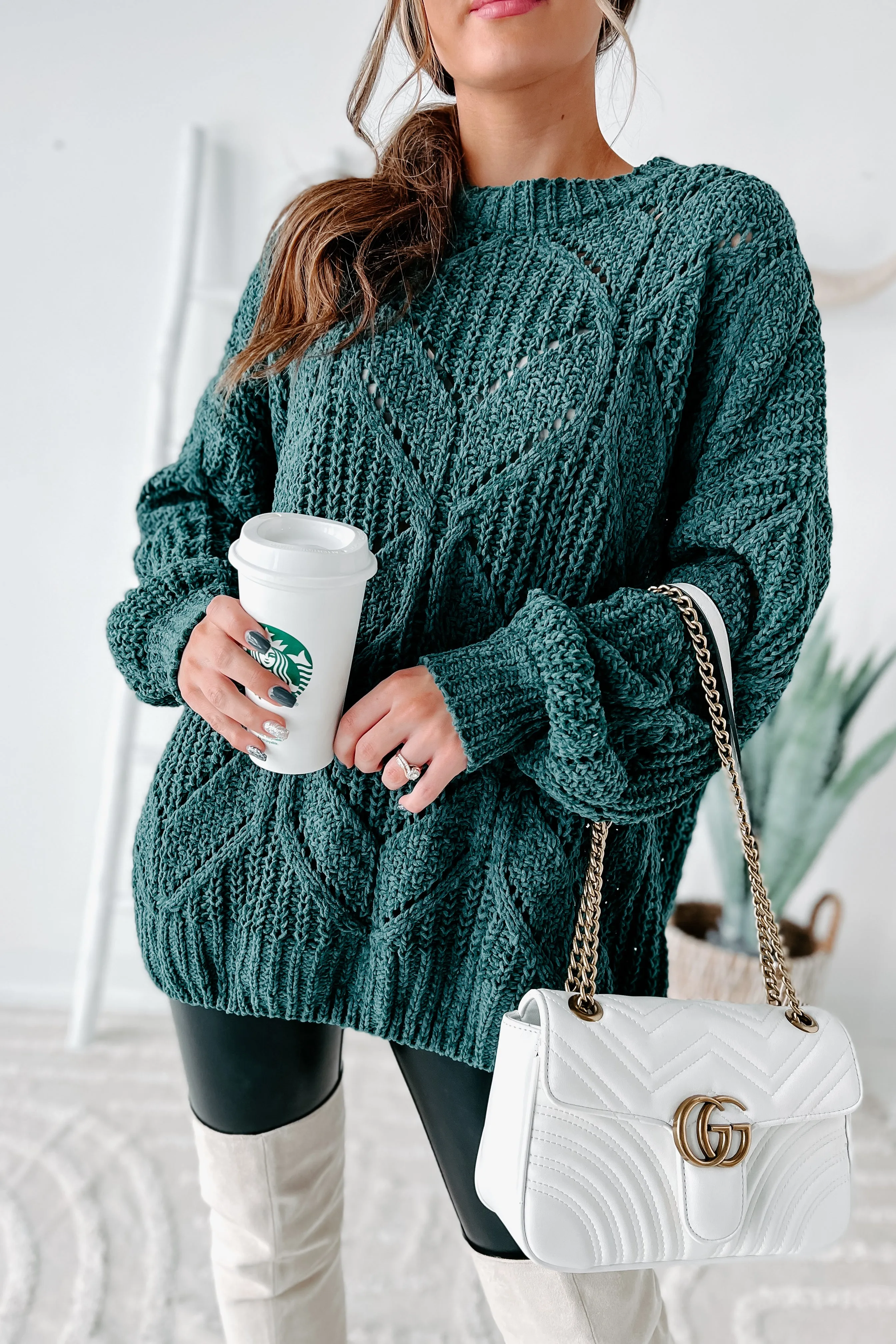 Always Together Oversized Chenille Sweater (Emerald)