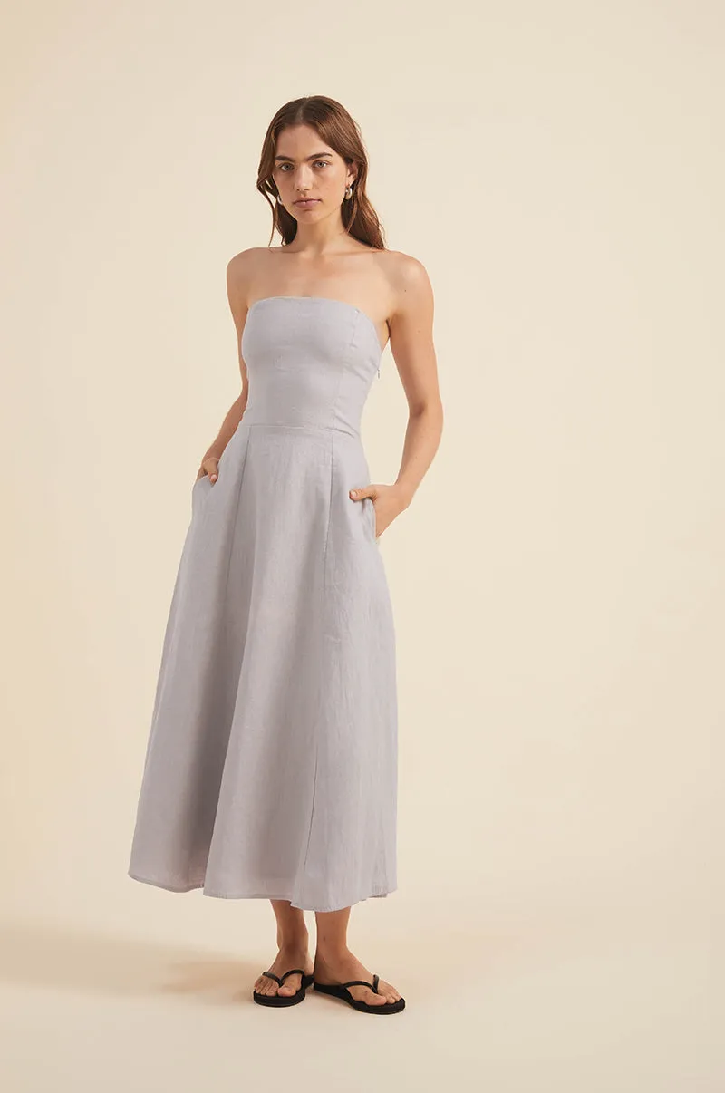 AMARA Midi Dress - stone linen