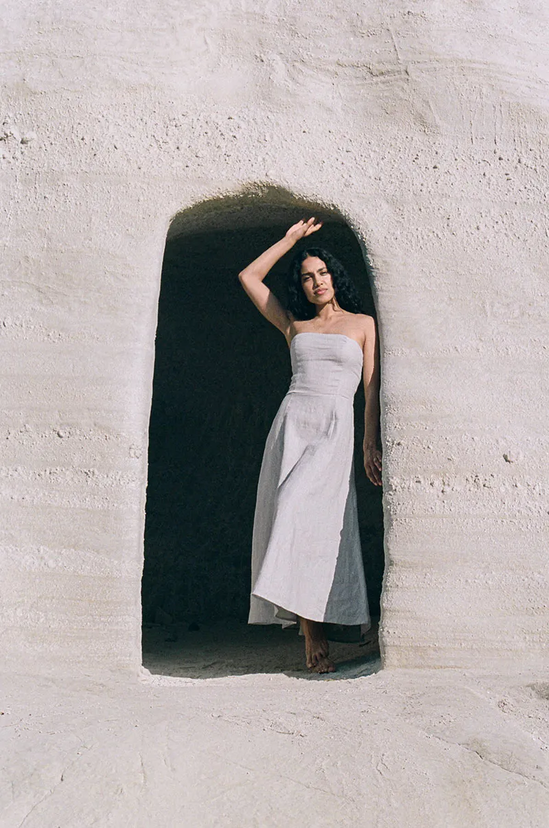 AMARA Midi Dress - stone linen