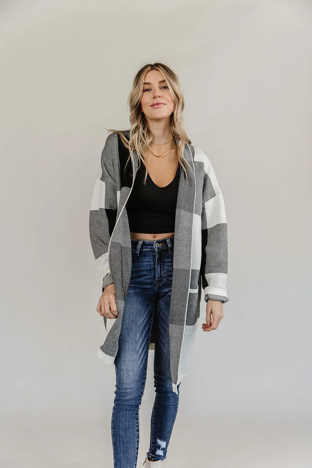 Ampersand Avenue - Windowpane Plaid Cardigan