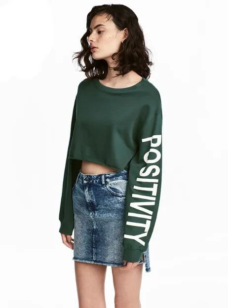 APPAREL SOLID ARMY GREEN LETTER PRINT WOMEN SWEATSHIRTS