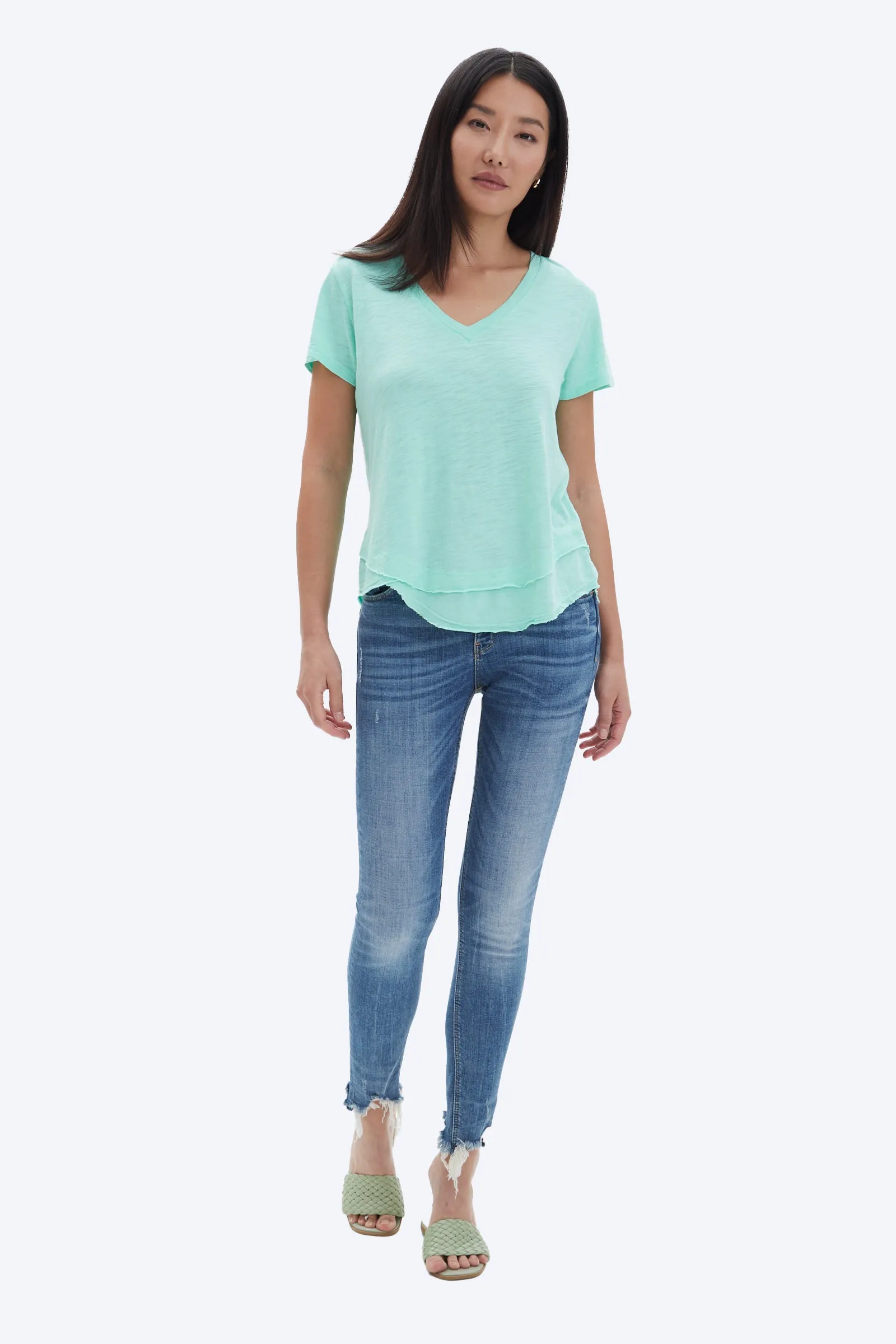 AVA V-NECK MOCK LAYER T-SHIRT