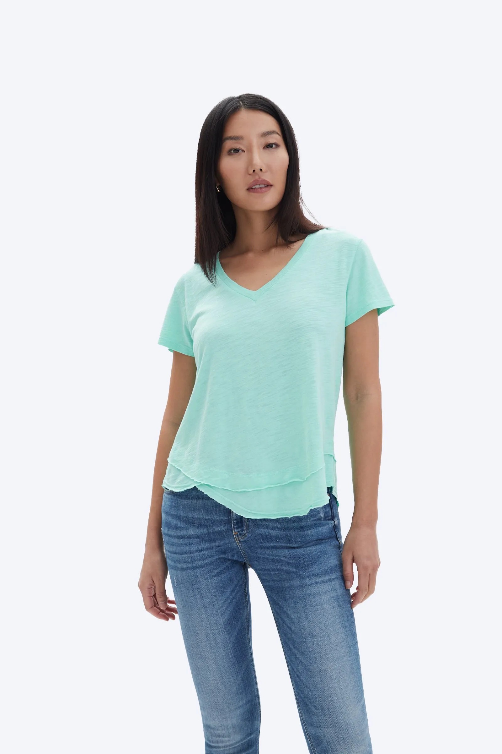 AVA V-NECK MOCK LAYER T-SHIRT