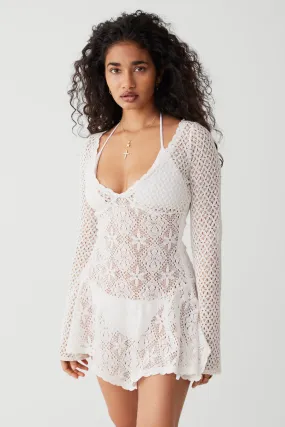 Belle Crochet Mini Dress - White