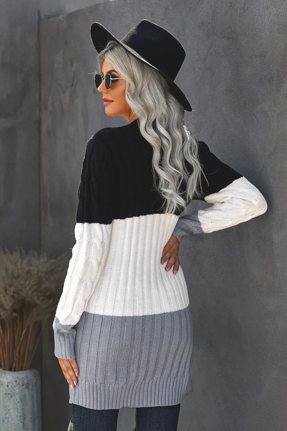 Black Button Pocket Knit Sweater