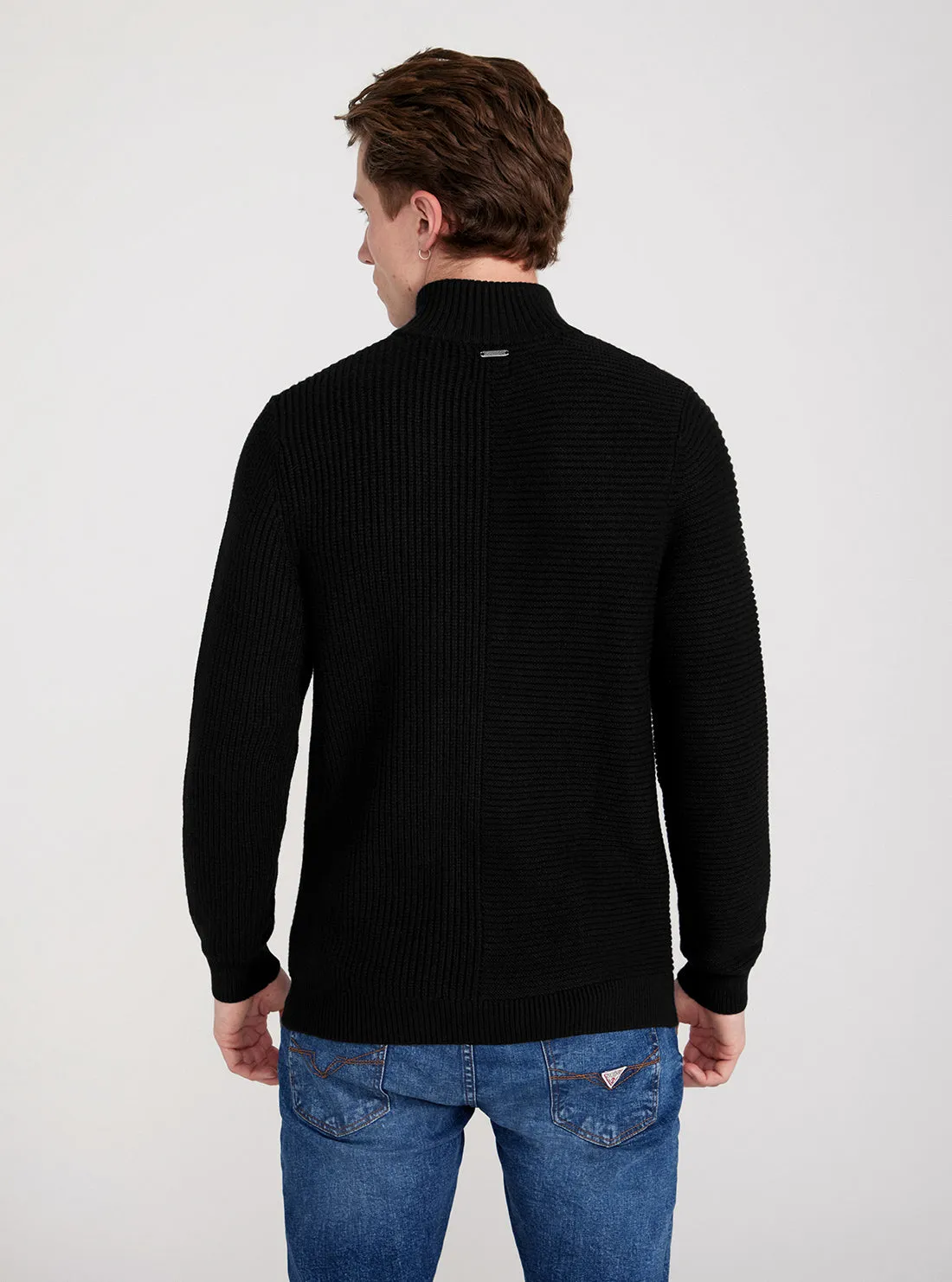 Black Carmen Long Sleeve Mock Neck Sweater