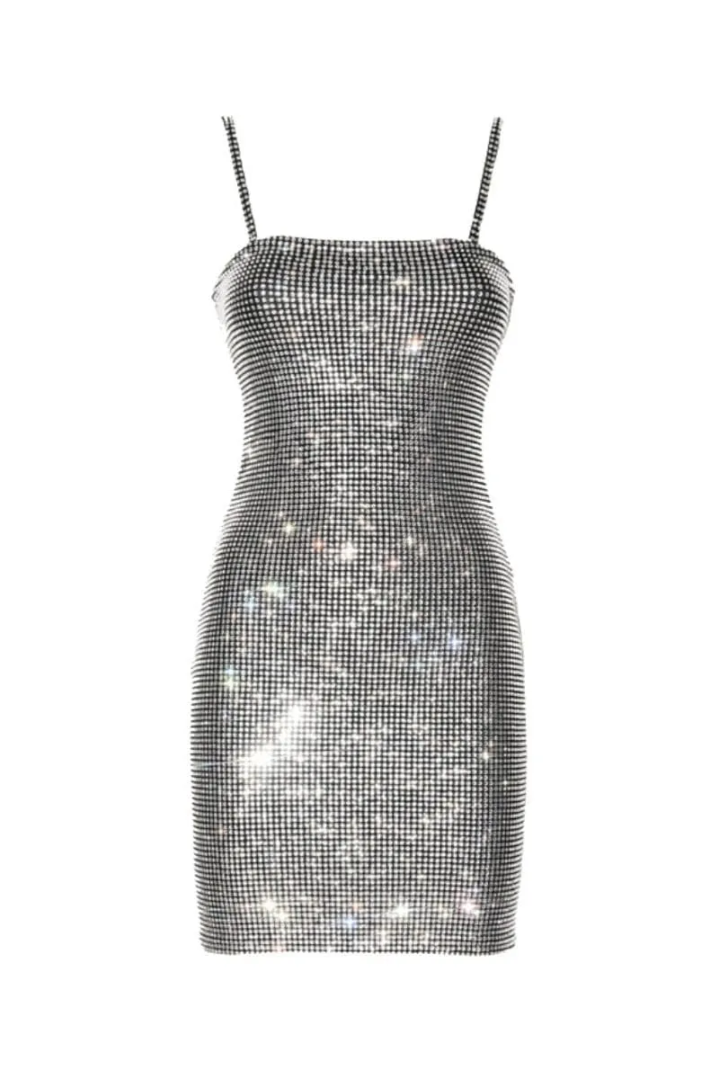 BLACK CRYSTALS MINI DRESS