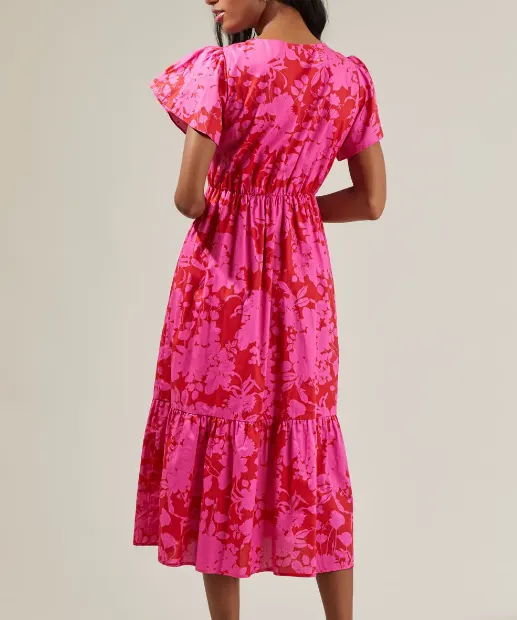 Blissa Midi Dress - Cherry/Fuchsia