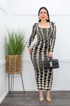 Bodycon Long Sleeve Maxi Dress Black