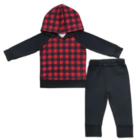 Boys Outfit - Christmas Loungewear - Red & Black Plaid to 14/16