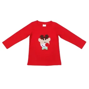 Boys Shirt - Christmas - Reindeer Long Sleeve Applique