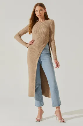 Optimized Title: Bray High Slit Ribbed Knit Sweater - Stylish and Versatile Knitwear for Chic Outfits