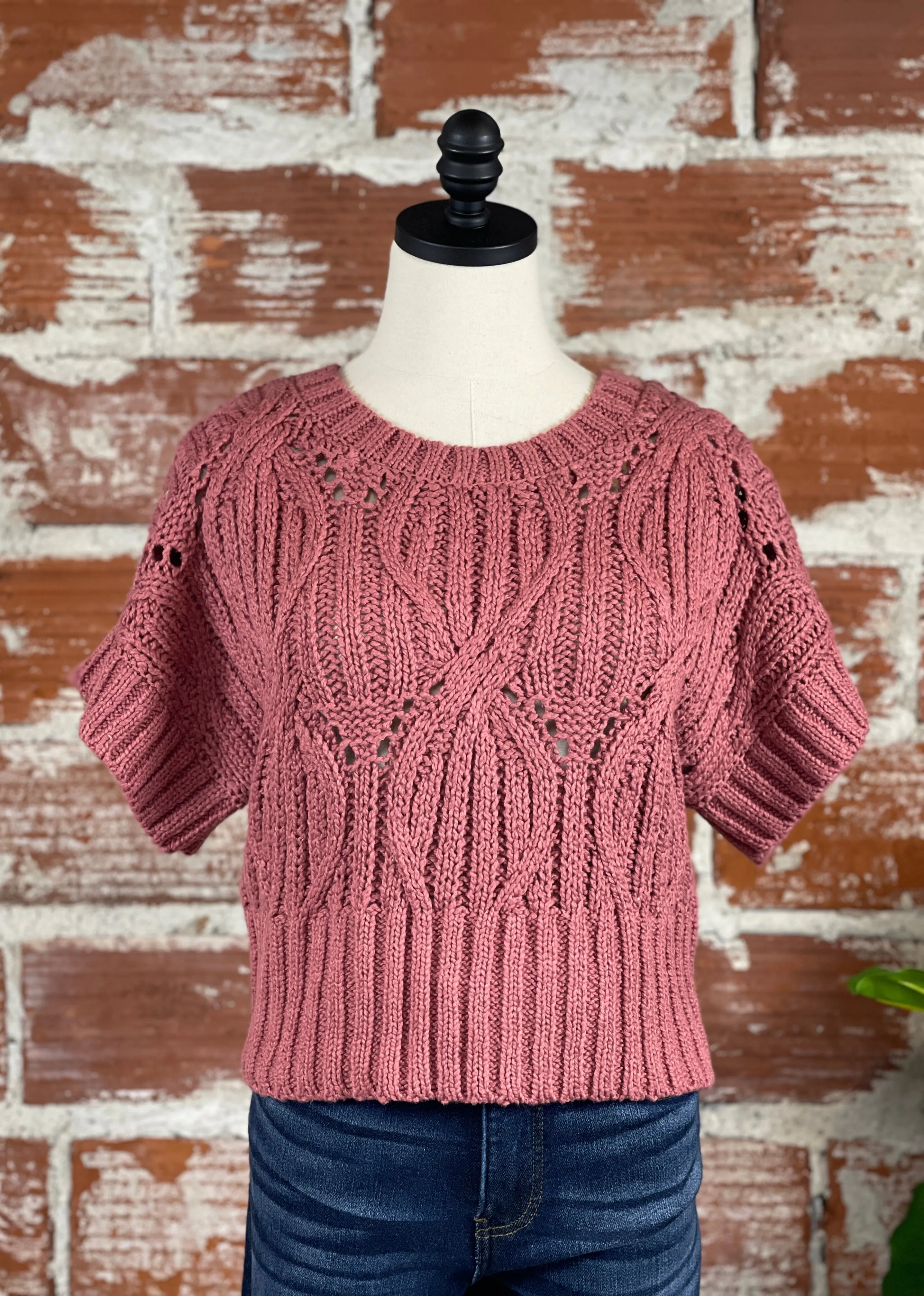 By Together Crochet Sweater in Mauve