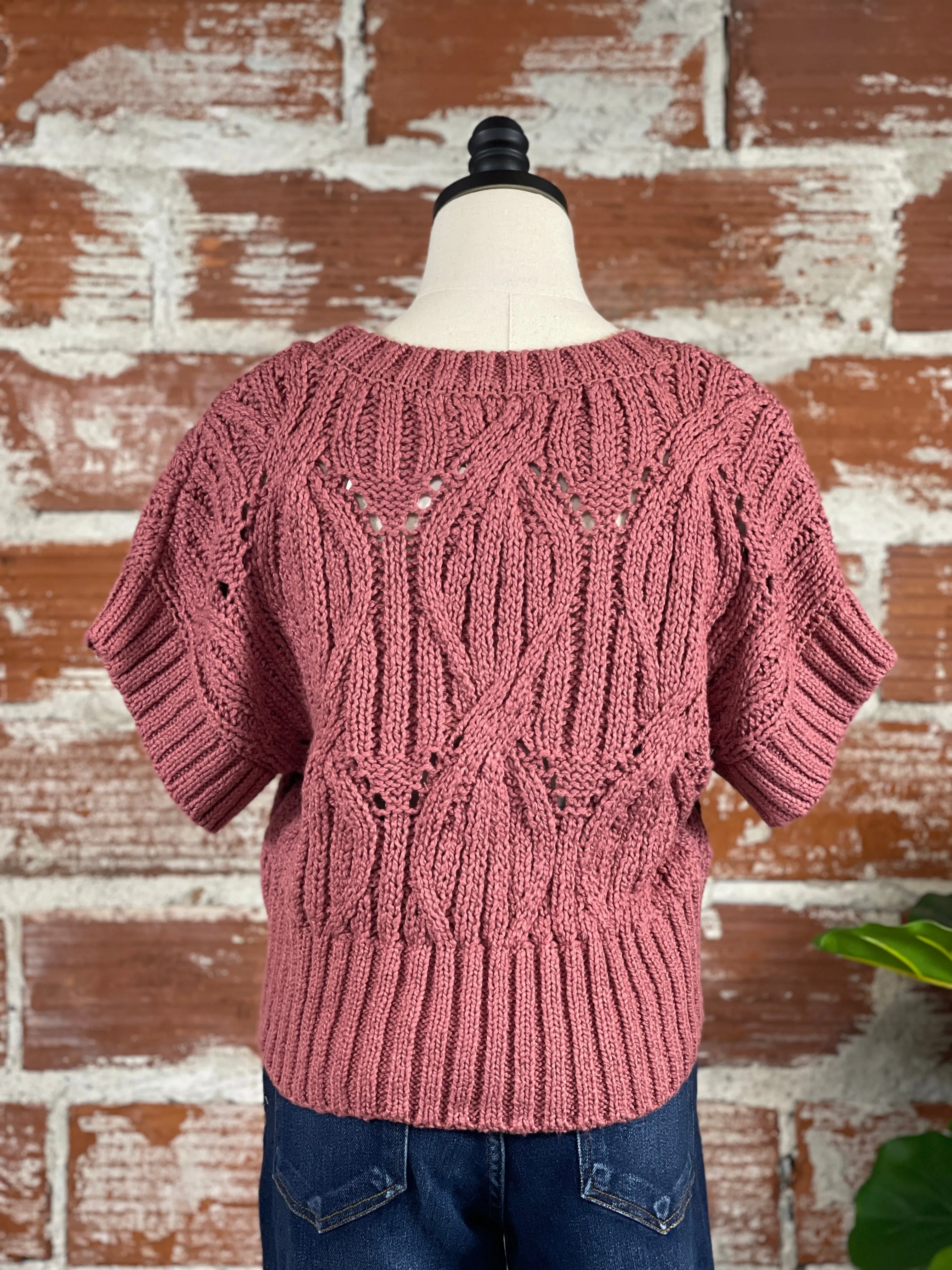 By Together Crochet Sweater in Mauve