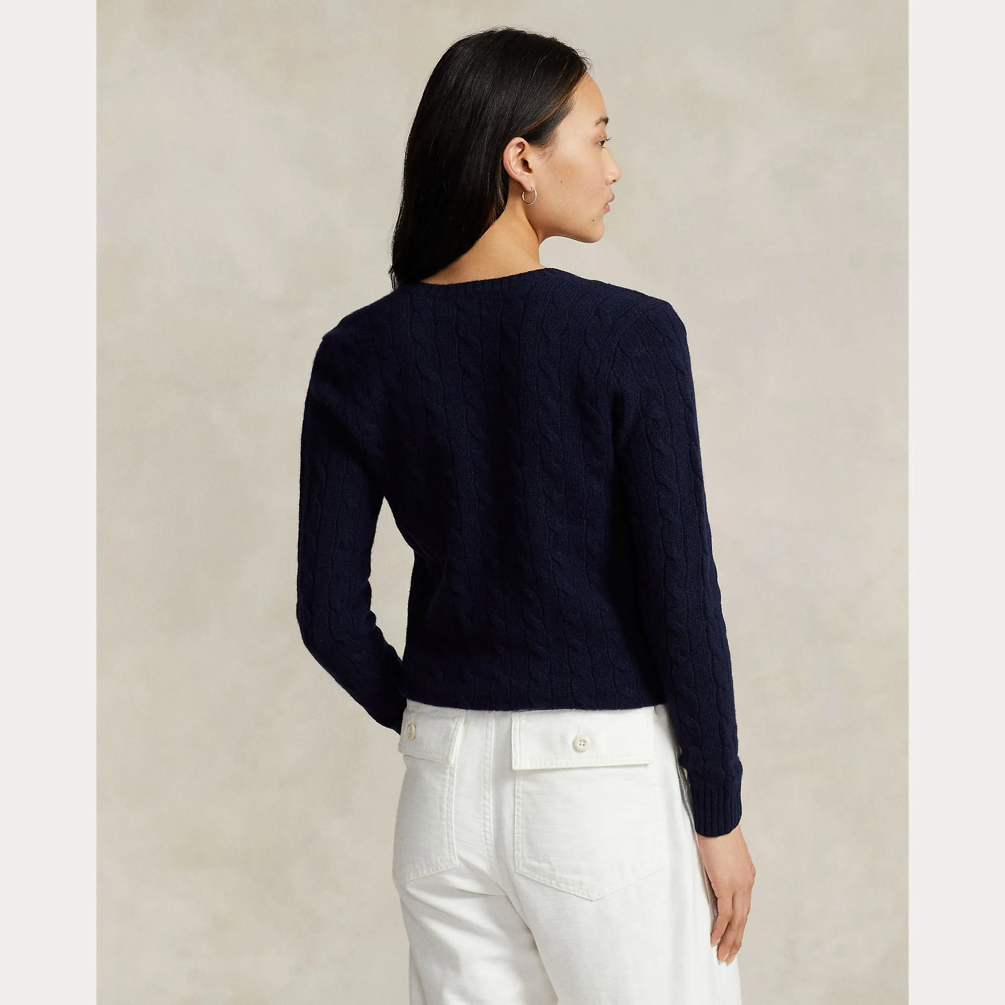 CABLE-KNIT V-NECK SWEATER