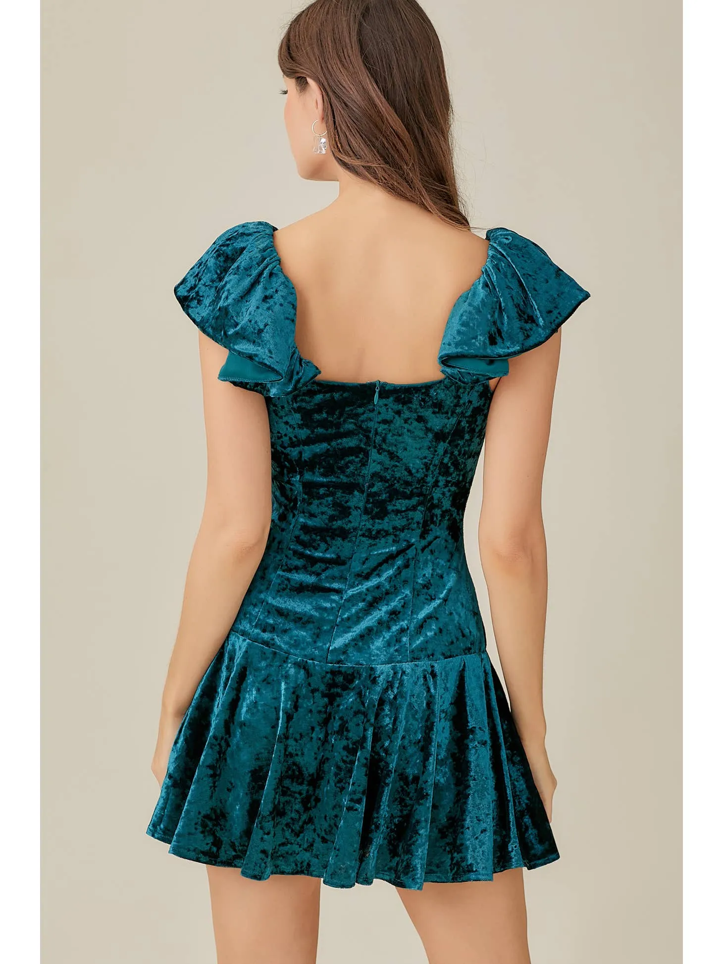 Cassandra Ruffle Velvet Dress