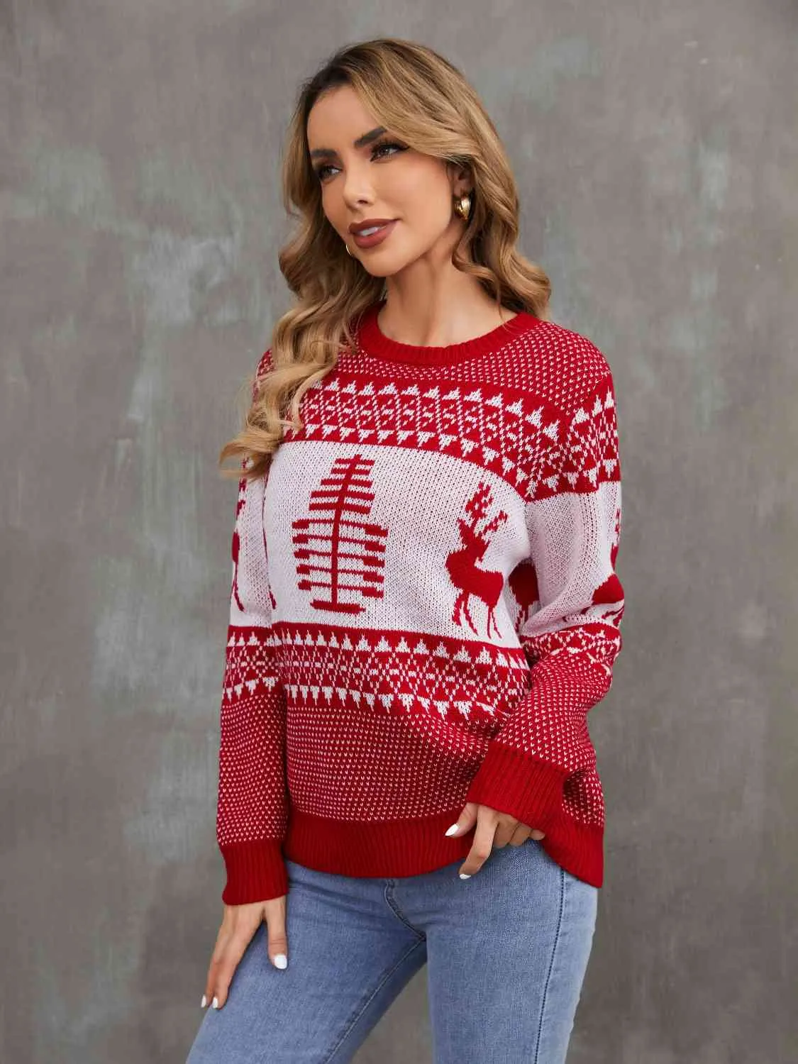 Christmas Theme Round Neck Sweater