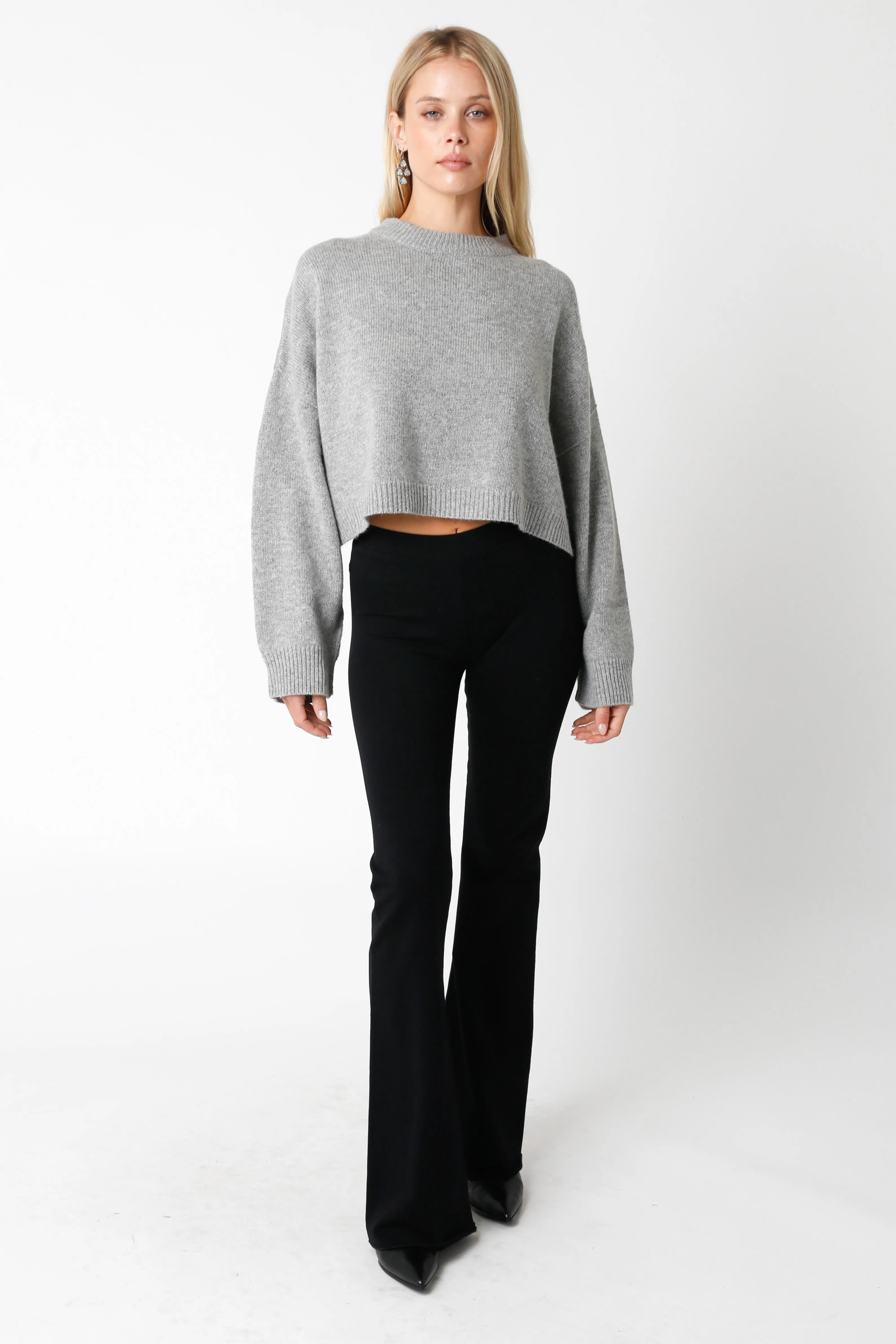 Cindy Crew Neckline Sweater- Grey