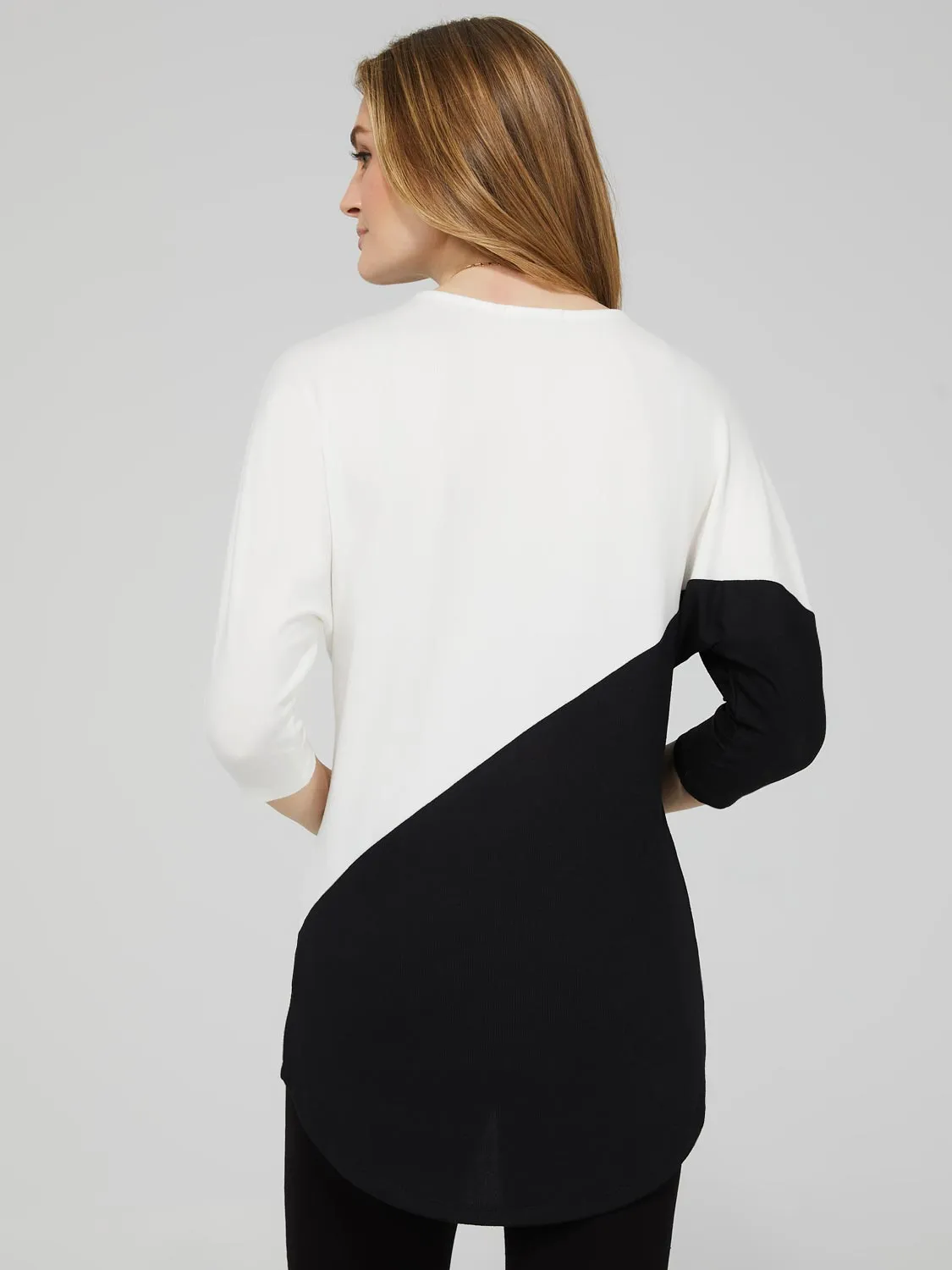 Colourblock 3/4 Dolman Sleeve High-Low Top