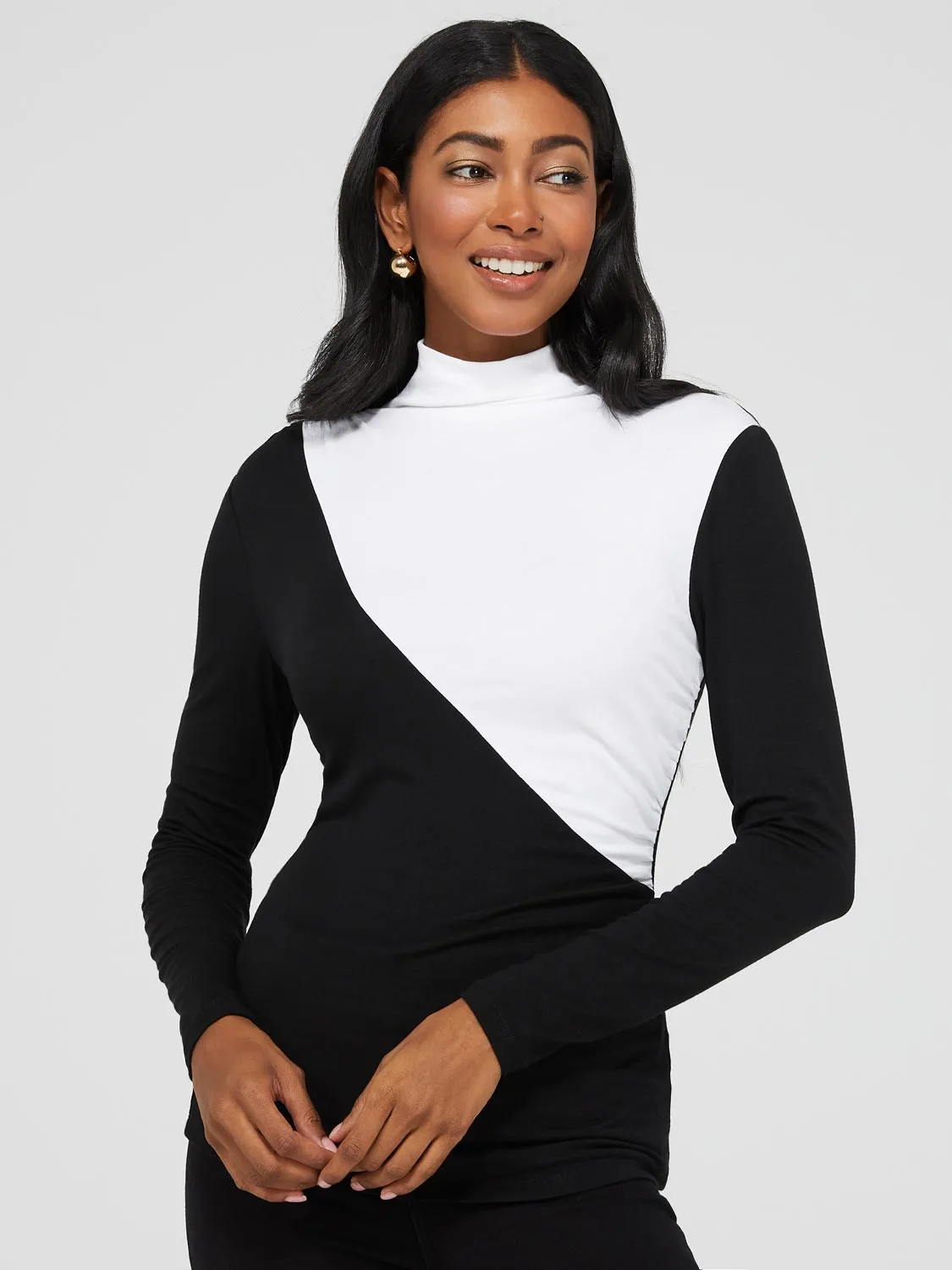 Colourblock Mock Neck Top