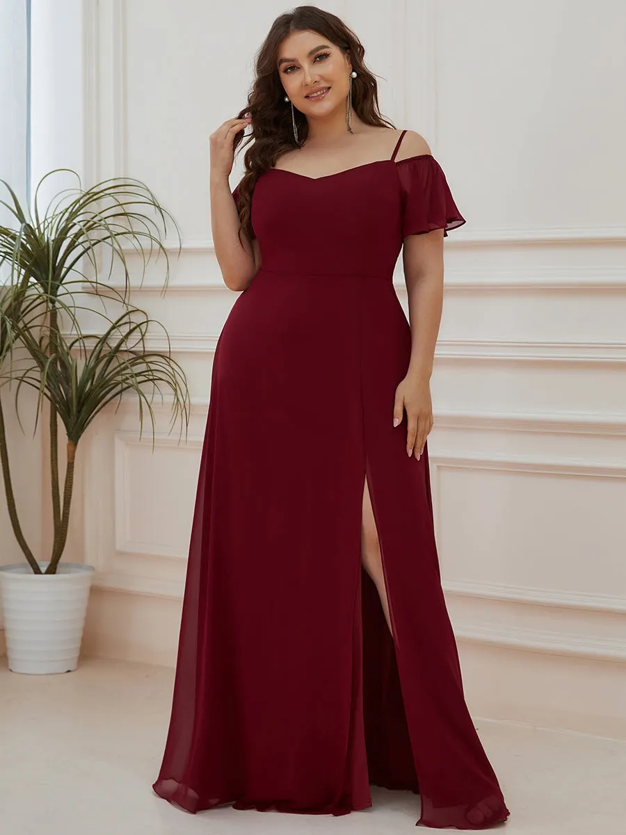 Custom Size Plain Solid Color Plus Size Wholesale Chiffon Bridesmaid Dress