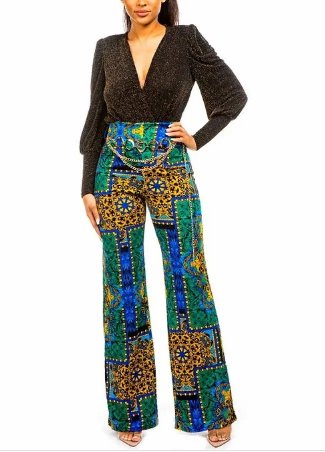 DISCO BLUE DESIGNED WIDE LEG PANTS