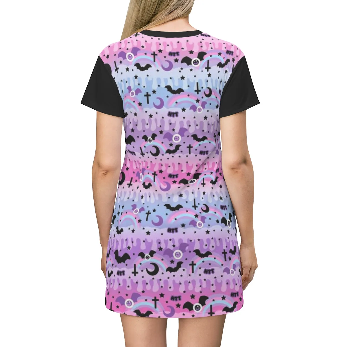 Dripping Sky All Over Print T-Shirt Mini Dress