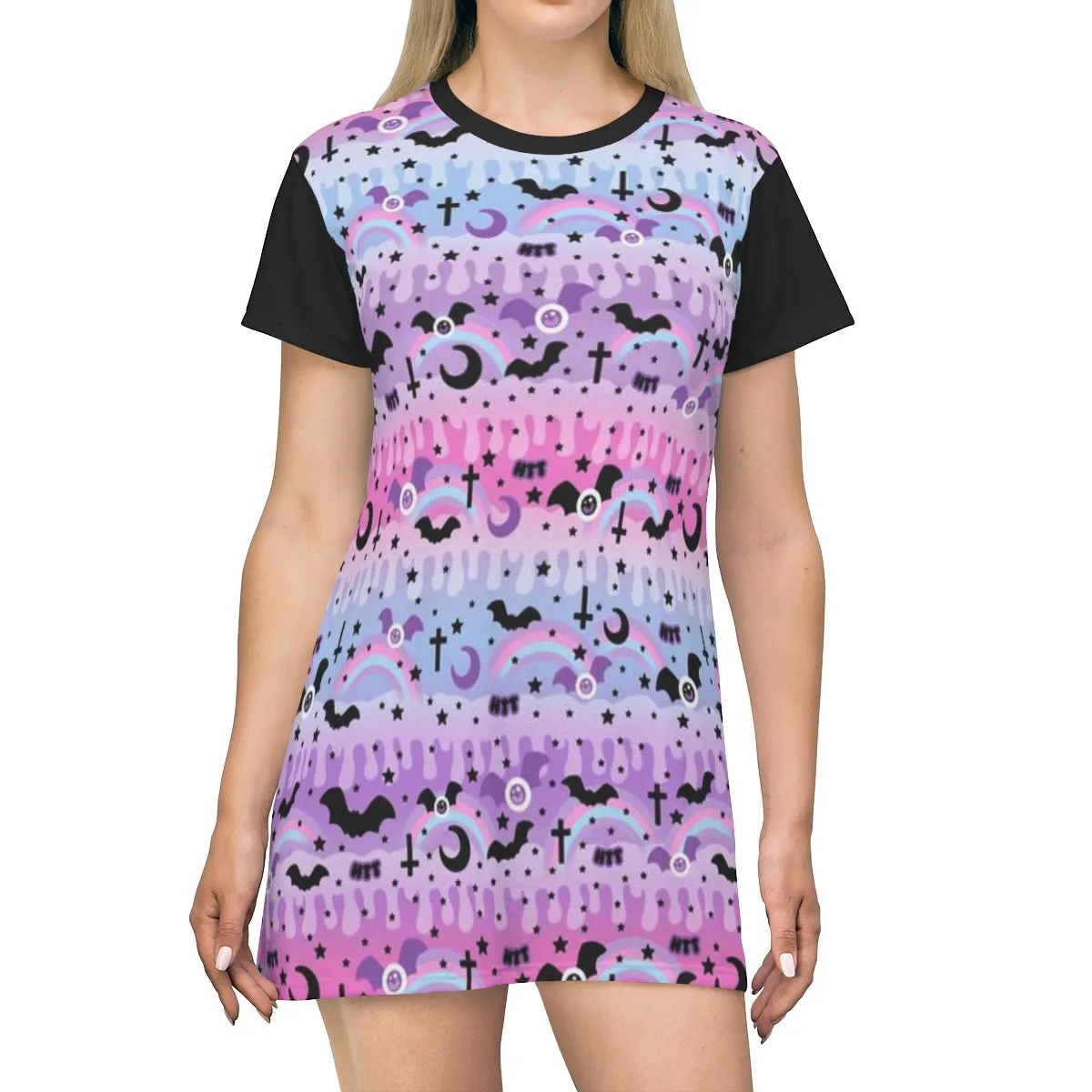 Dripping Sky All Over Print T-Shirt Mini Dress