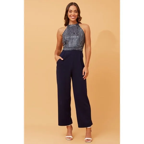 FAYETTE GLITTER HALTERNECK  JUMPSUIT