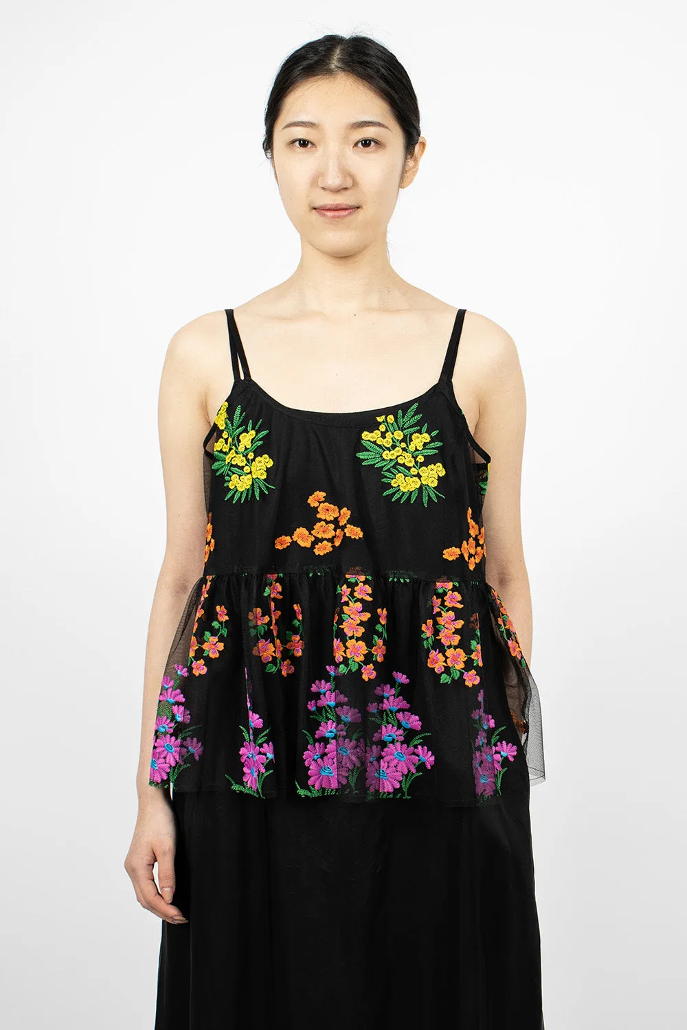 Floral Overlay Dress Black