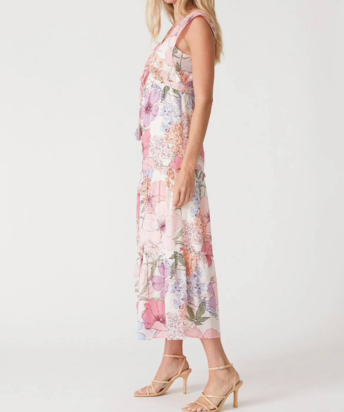 Floral Tiered Maxi Dress - Ivory/Natural