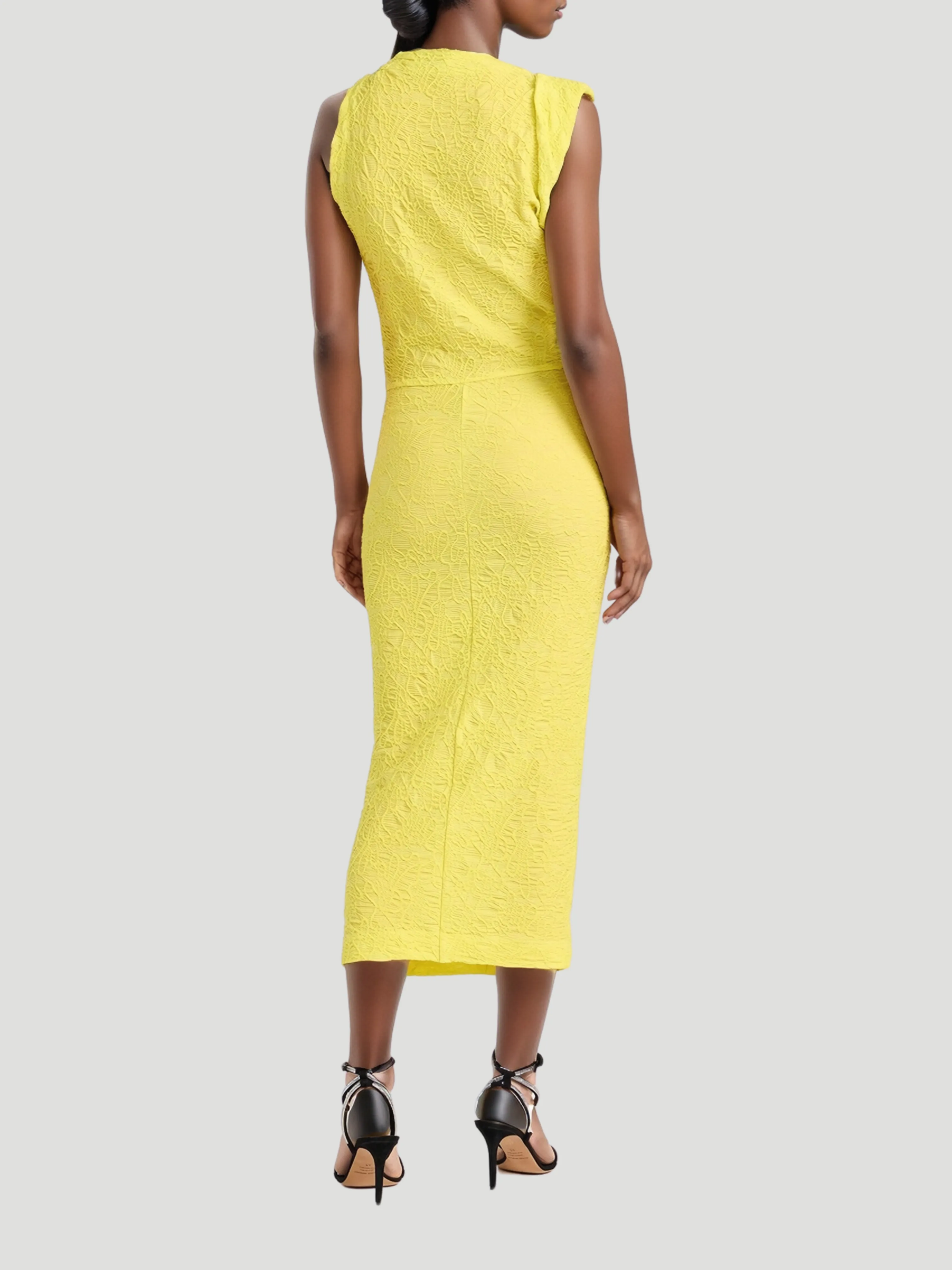 Franzy Draped Jacquard Cotton-Blend Midi Dress