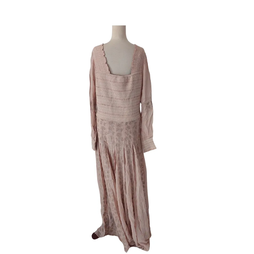 H&M Beige Self Embroidered Maxi Dress | Gently used |