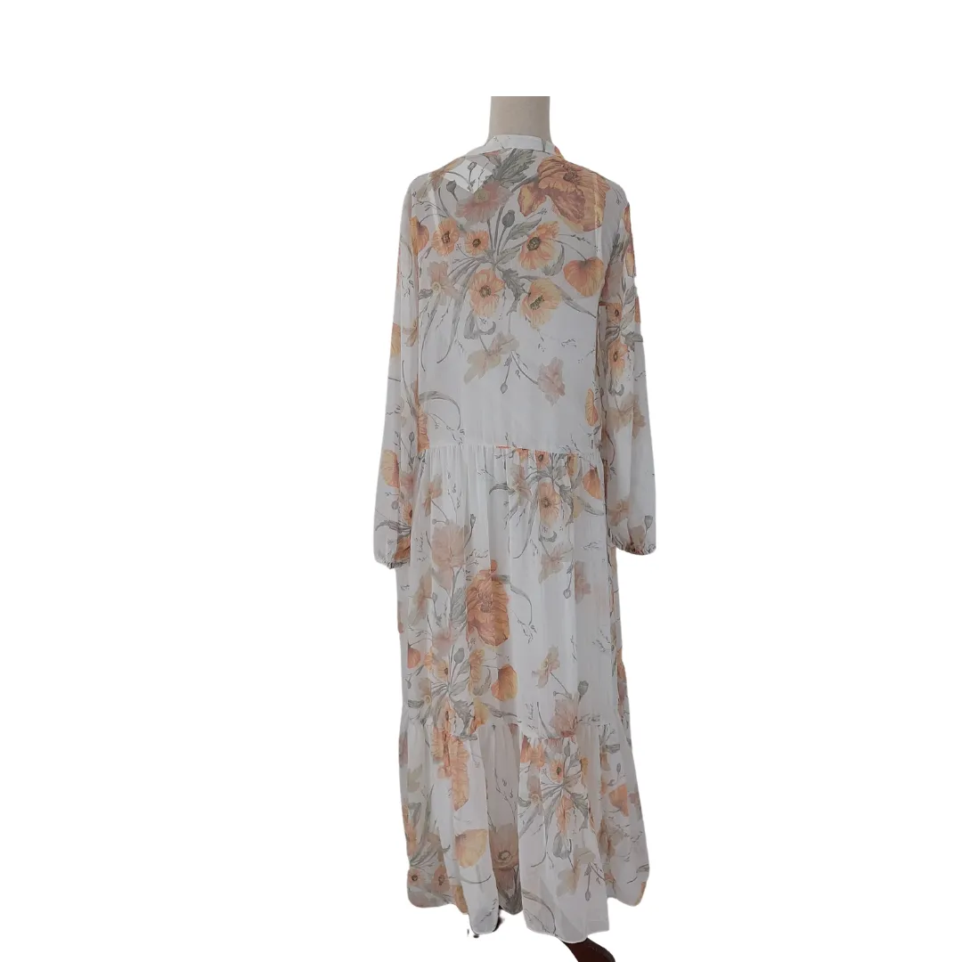 H&M White and Yellow Floral Printed Maxi Dress | Brand New |