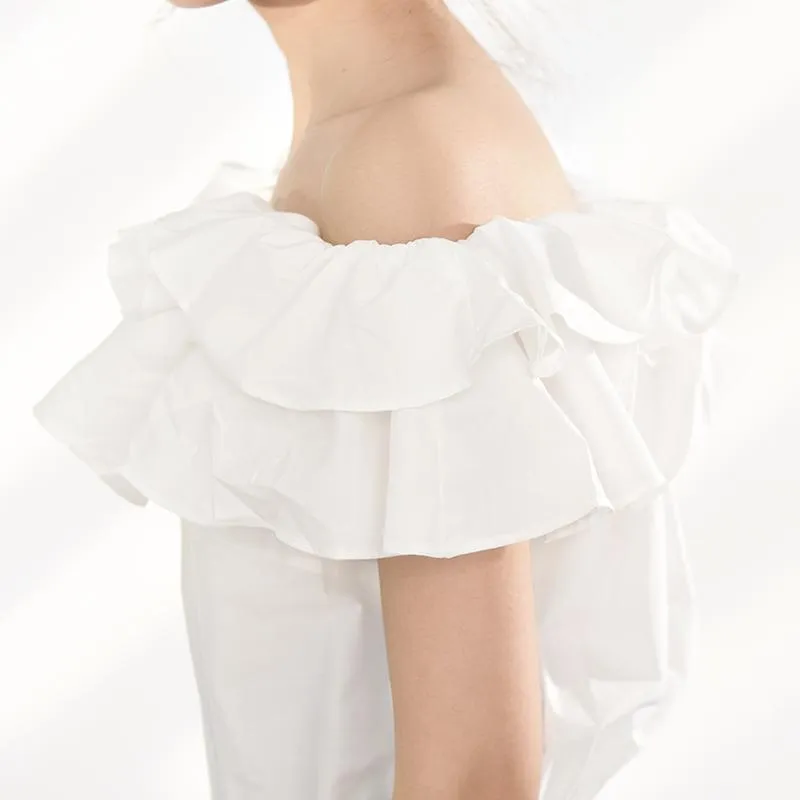 Hayami Off Shoulder Ruffle Long Back Shirt