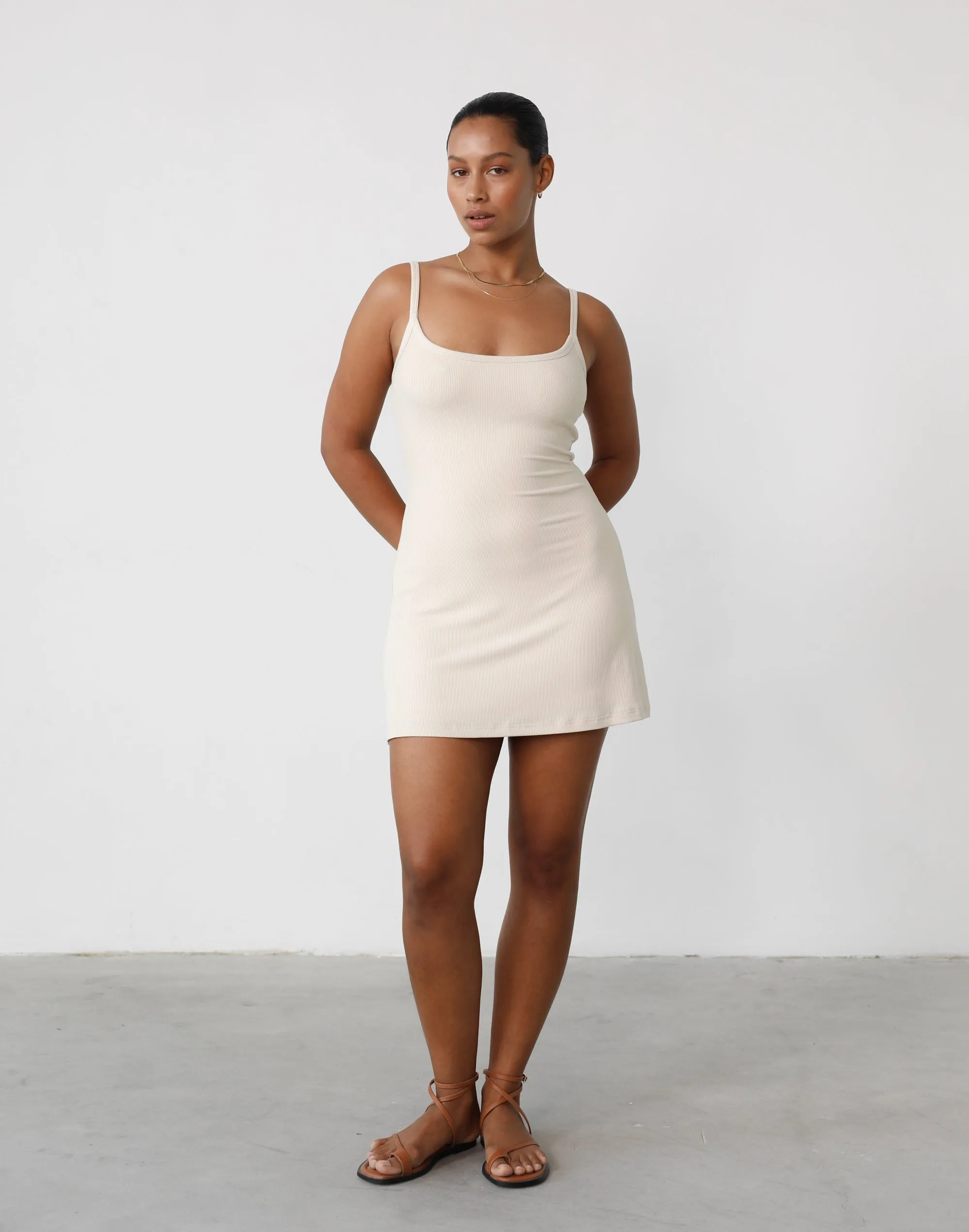 Helia Mini Dress (Oat)