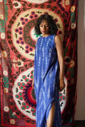 Ikat Cotton Back V Dress