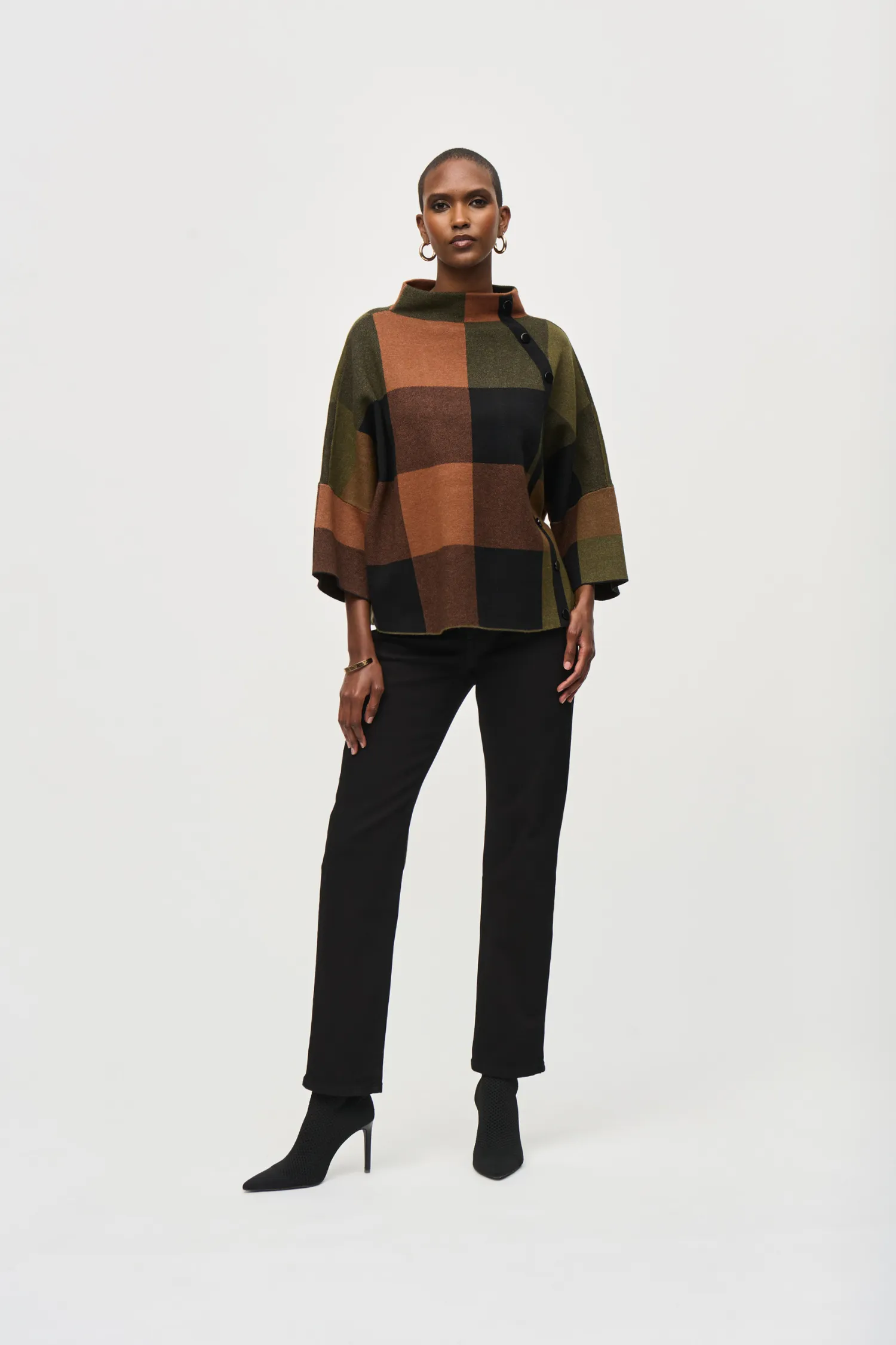 Joseph Ribkoff Plaid Jacquard Knit Sweater - Style 243948