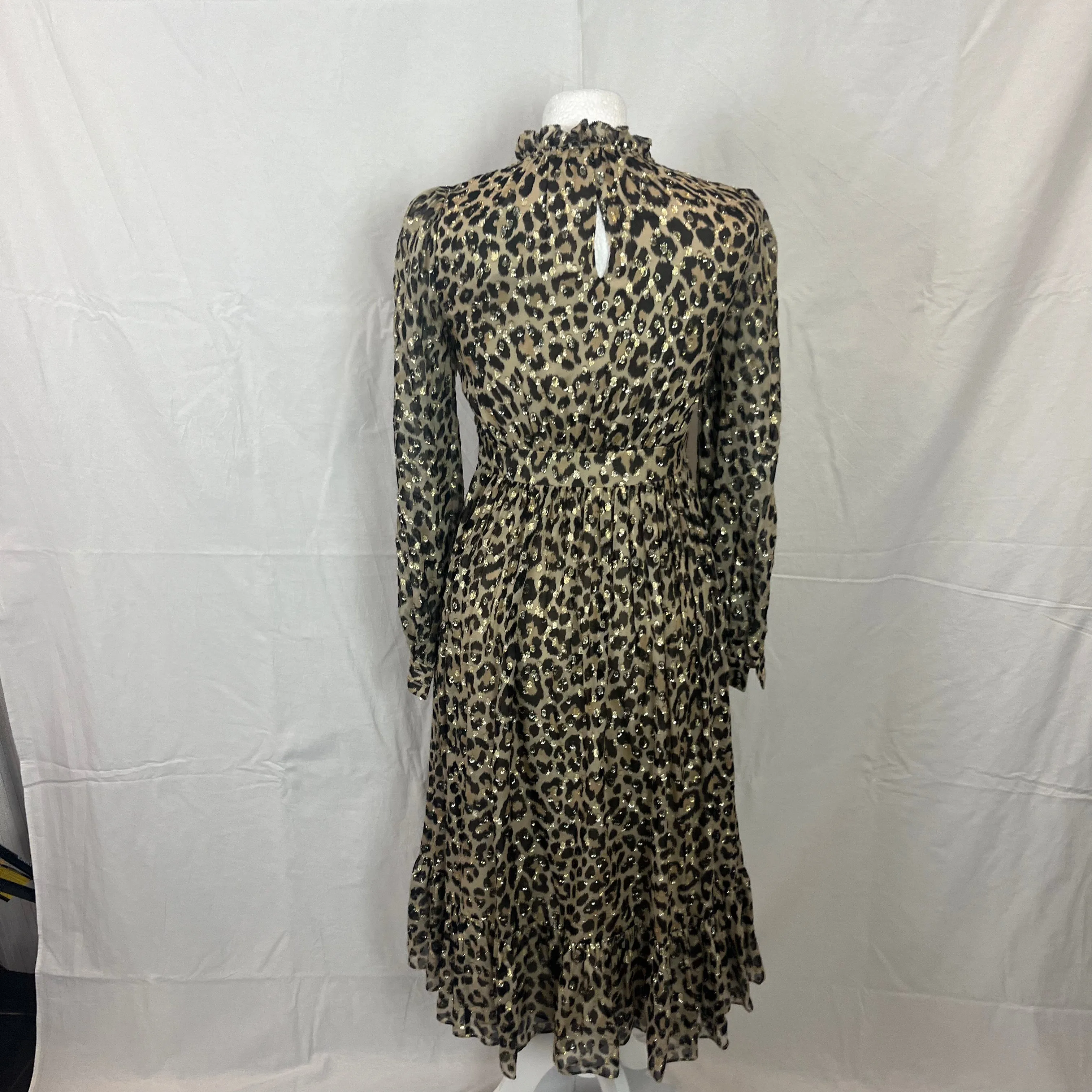 Kate Spade Silk Leopard Print Maxi Dress XXS