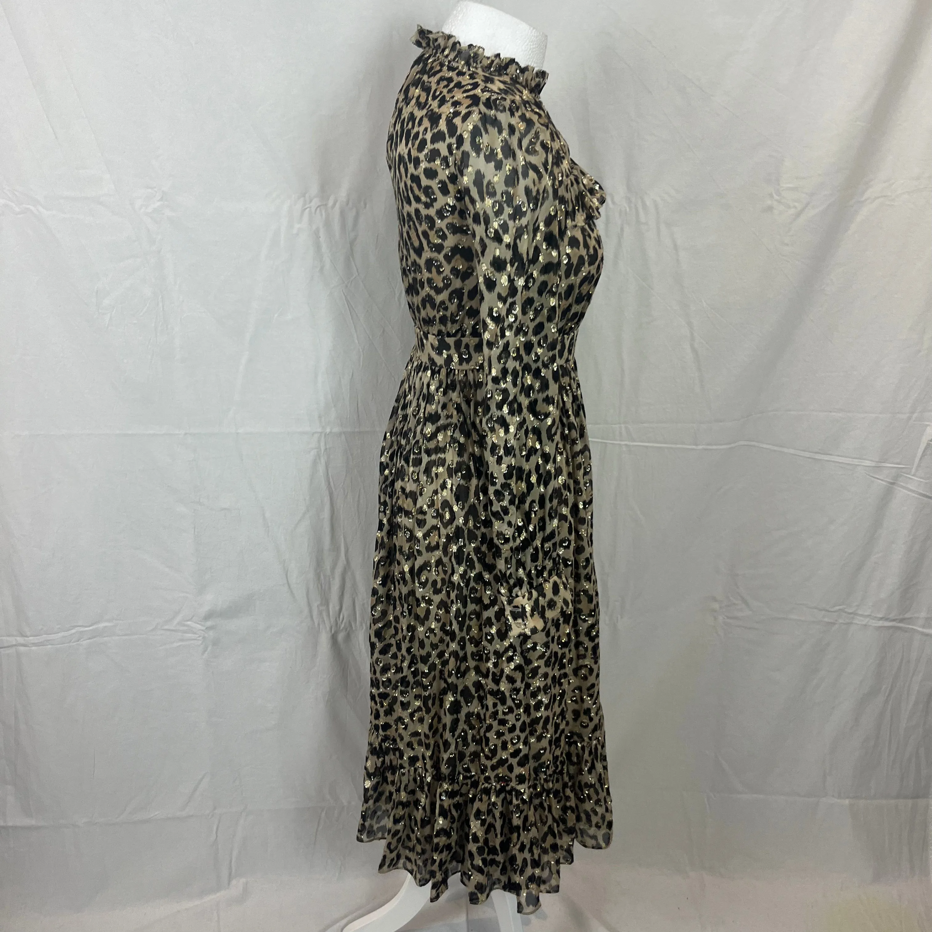 Kate Spade Silk Leopard Print Maxi Dress XXS