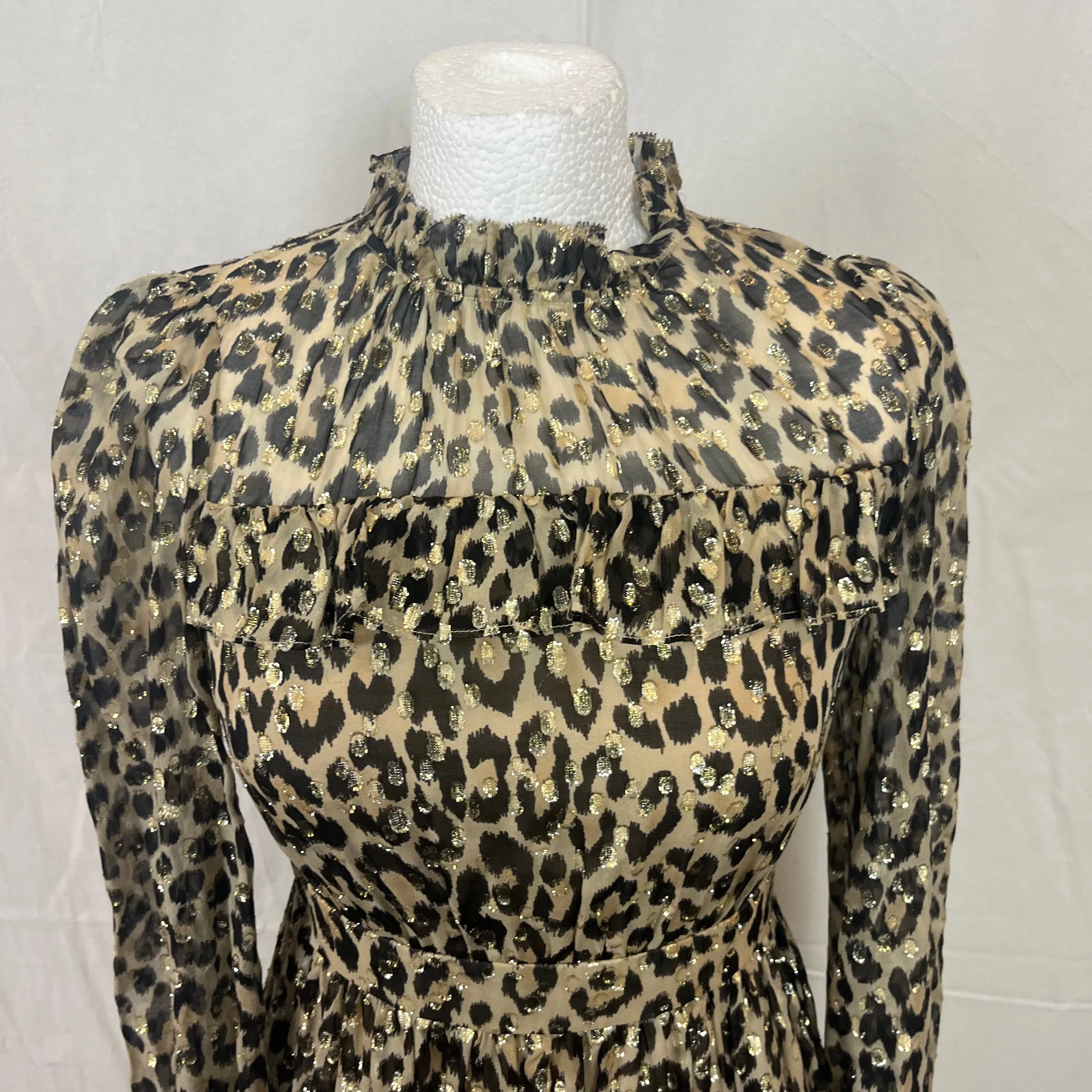 Kate Spade Silk Leopard Print Maxi Dress XXS