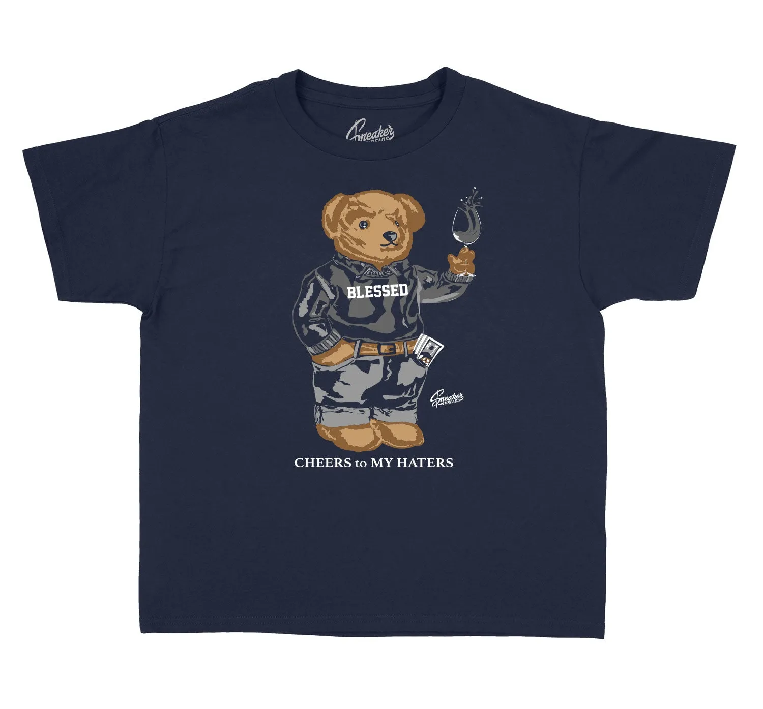 Kids Midnight Navy 3 Shirt - Cheers Bear - Navy