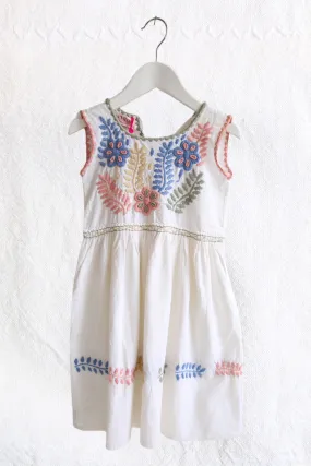 LAS NIAS KIDS EMBROIDERED OFF-WHITE DRESS